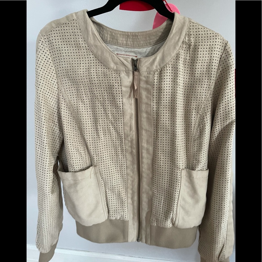 Anthropologie Hei Hei cream vegan suede jacket